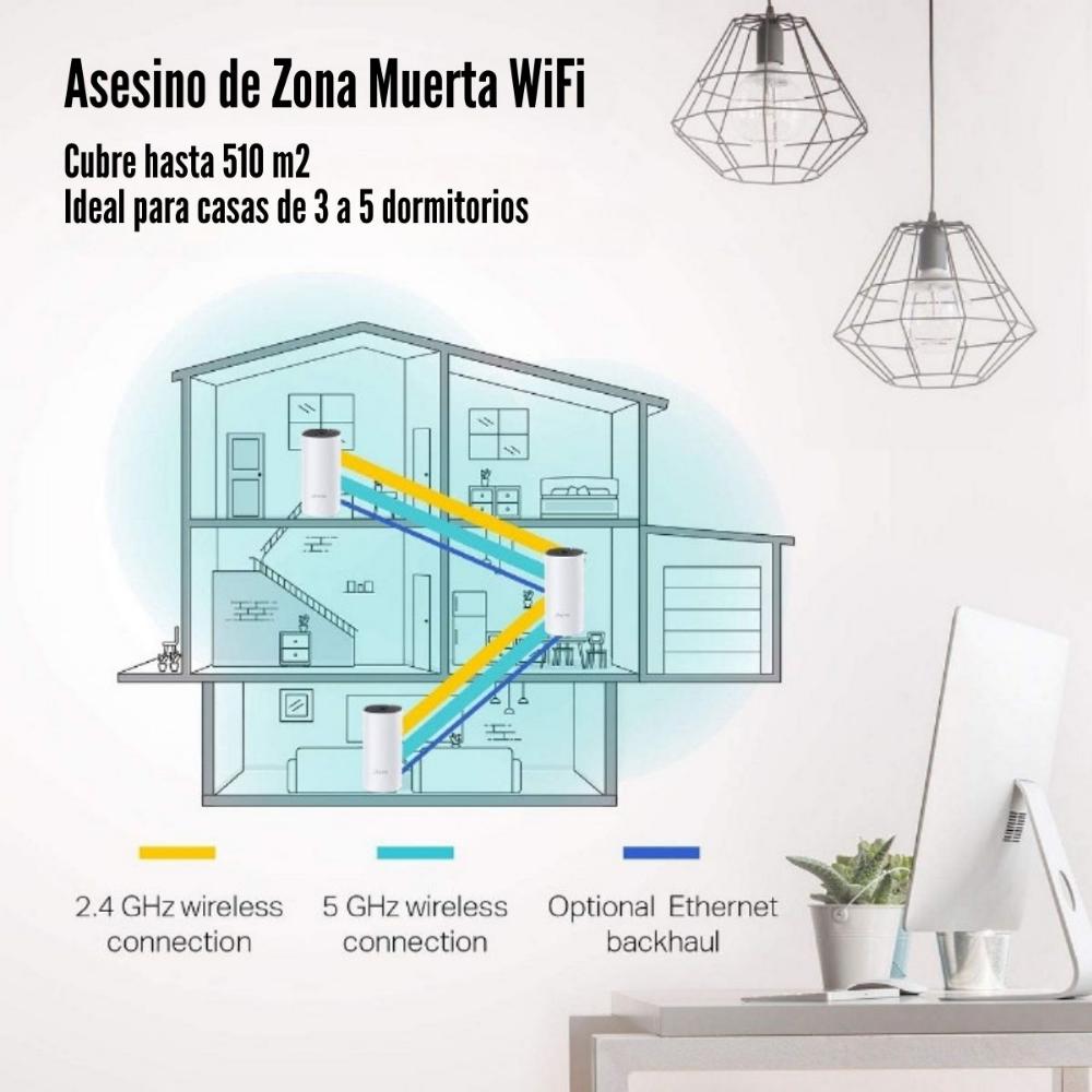 Imagen 2 del producto Sistema Wi-Fi Mesh TP-Link Deco M4 AC1200 pack x3, doble banda, 300 Mbps, 867 Mbps, 2 puertos Gigabit, 2 antenas internas