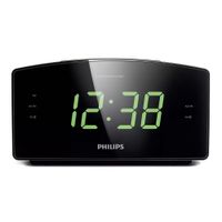 Reacondicionado: Reloj despertador Philips AJ3400, radio FM, alarma, negro