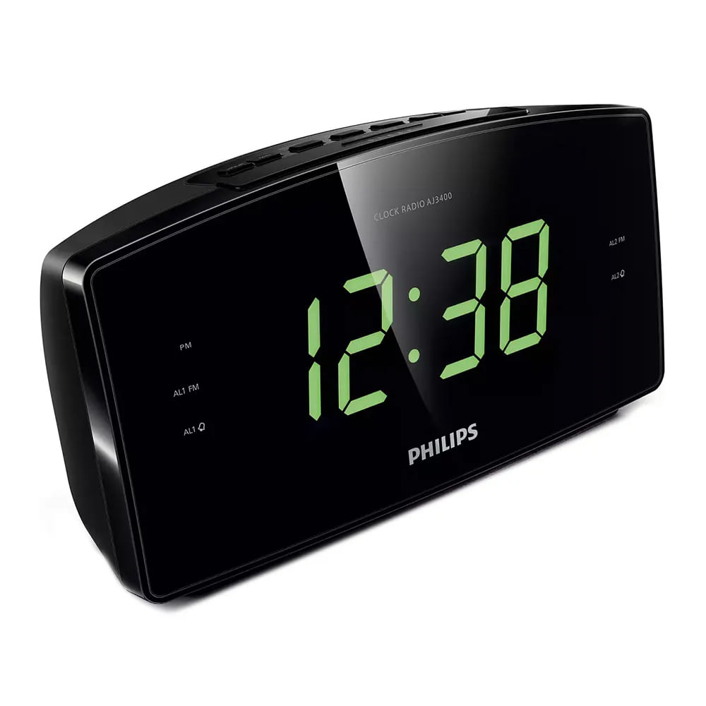 Imagen 2 del producto Reacondicionado: Reloj despertador Philips AJ3400, radio FM, alarma, negro