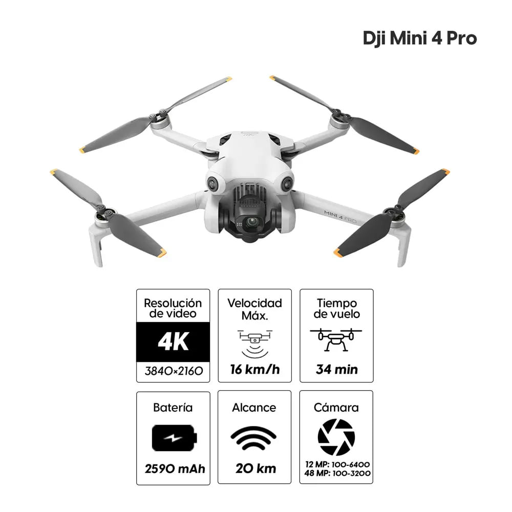 Imagen 2 del producto Drone Dji Mini 4 Pro Fly More Combo Plus (DJI RC 2) 48MP, 4K, vuelo 39 min