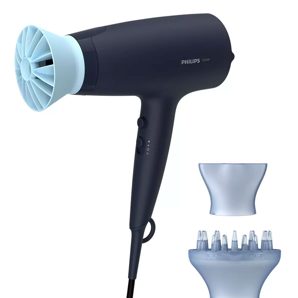 Secador de cabello Philips BHD360-20 2100W, 6 niveles de velocidad, azul