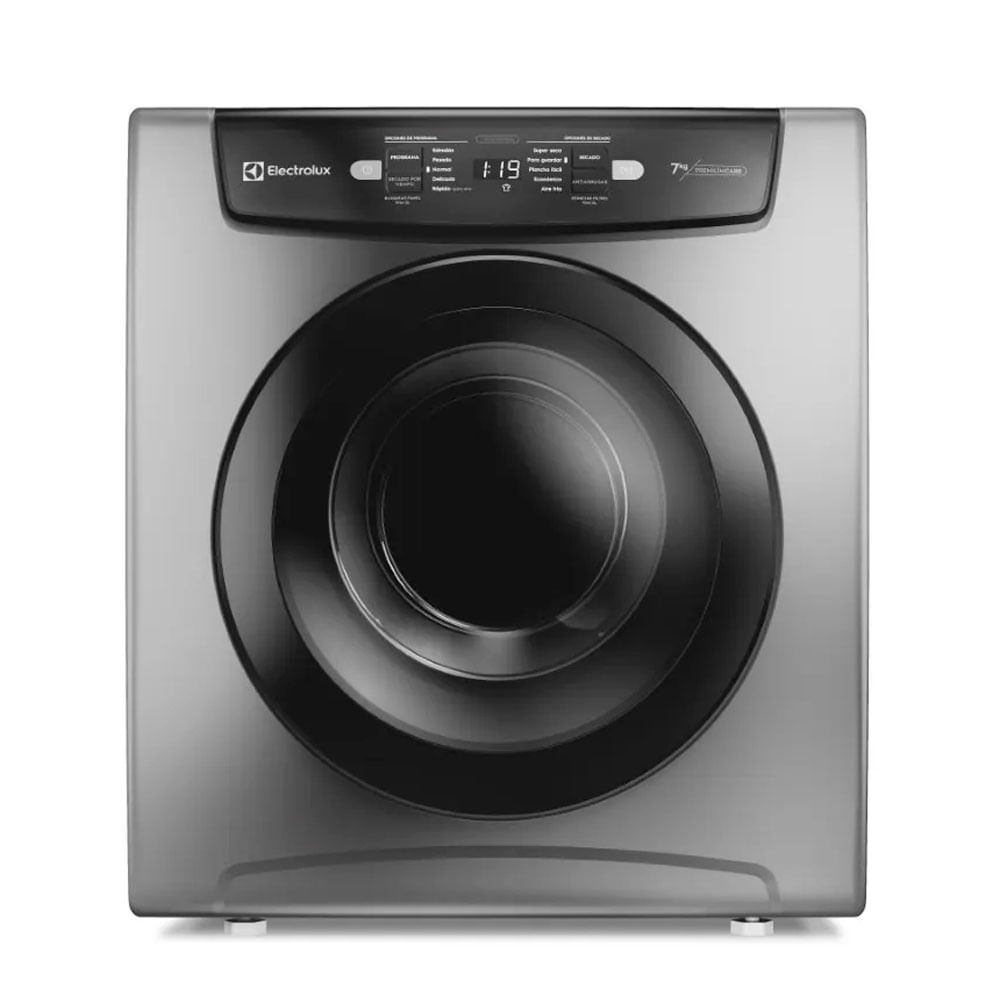 Secadora de ropa Electrolux EDEJ07D2JSYG 1250W, capacidad 7 kg, 5 niveles de temperatura, acero inoxidable, gris