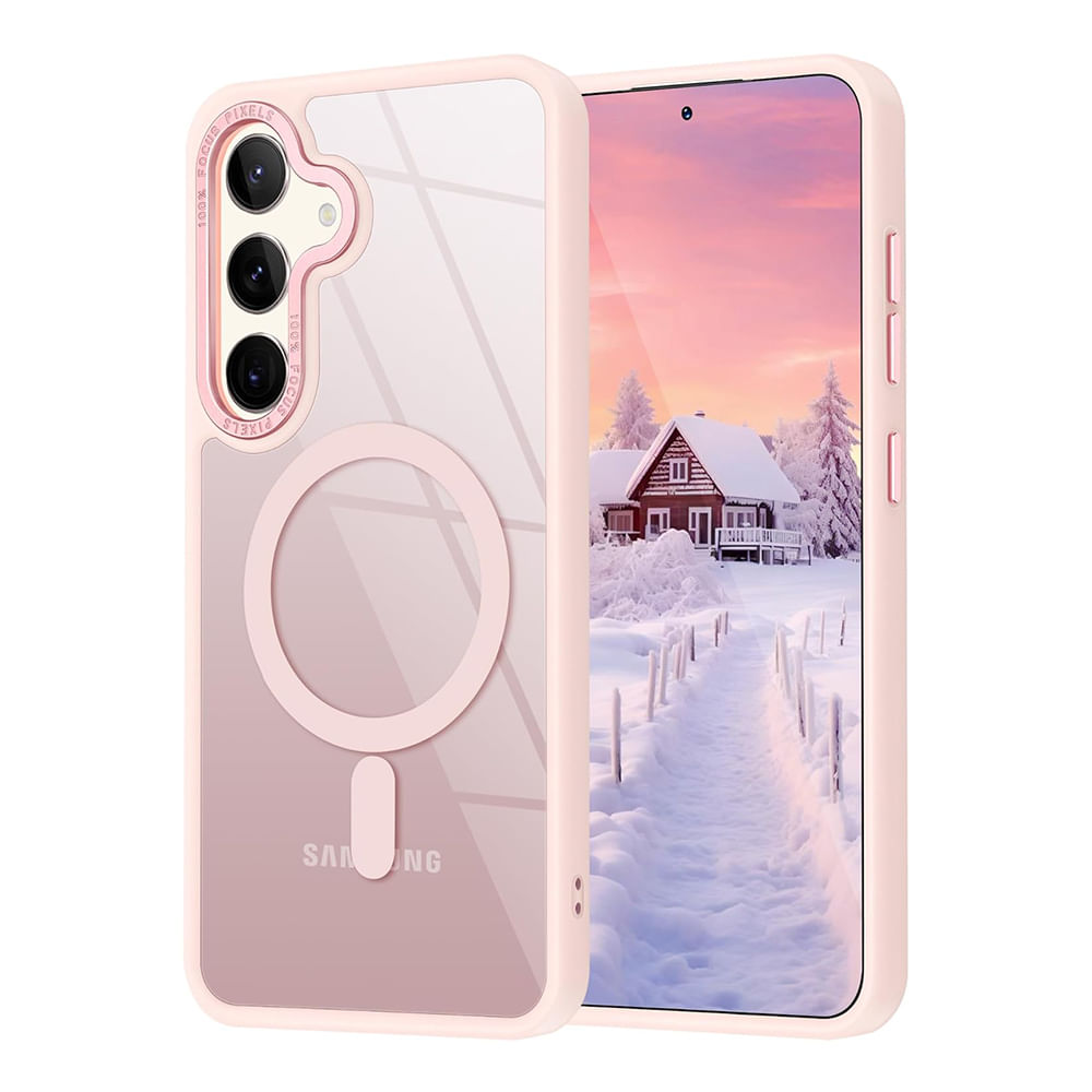 Case para Samsung S24, amortiguador de choques, magnetico rosado