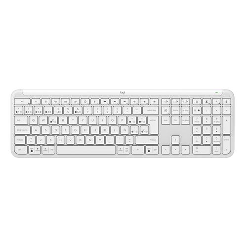 Teclado inalámbrico Logitech Signature Slim K950 conexión bluetooth/receptor USB, multidispositivo, layout español, usa 2 pilas AAA, blanco