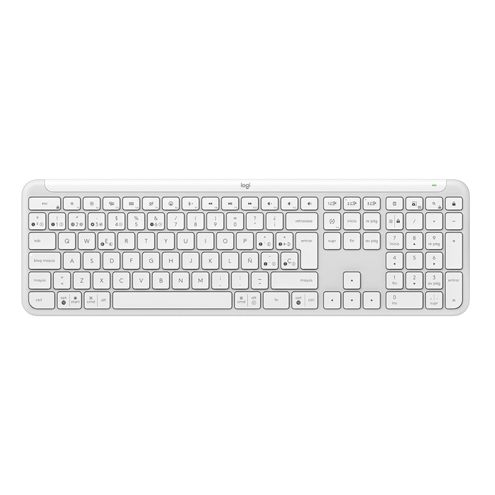 Teclado inalámbrico Logitech Signature Slim K950 conexión bluetooth/receptor USB, multidispositivo, layout español, usa 2 pilas AAA, blanco
