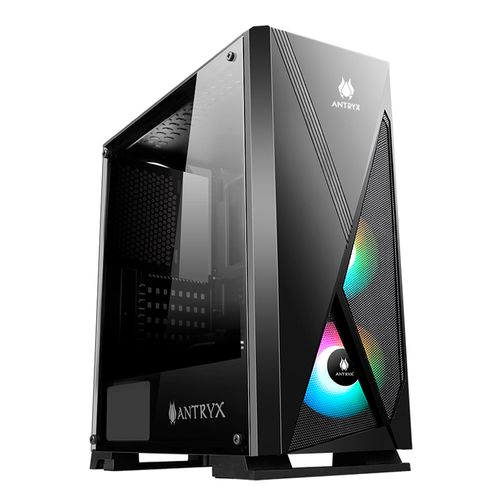 Gabinete Antryx Xtreme Neo II Black, incluye 2 ventiladores Chrome Storm, panel lateral de vidrio templado, con fuente B500w