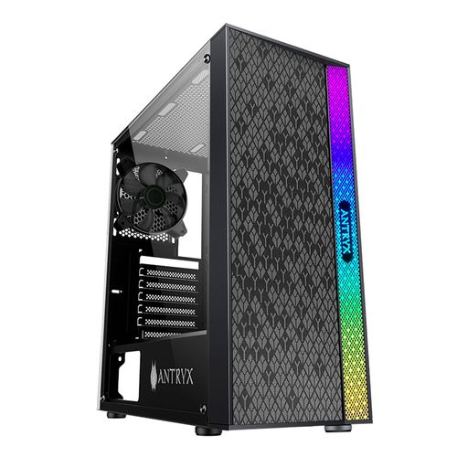 Gabinete Antryx Xtreme NC-253 Black, incluye una barra lateral ARGB, panel lateral de vidrio templado, con fuente B500w