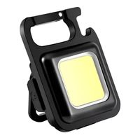 Mini linterna tipo llavero con imán, 3 modos de luz, negro