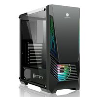 Gabinete Antryx Xtreme NC-257 Black, 1 ventilador ARGB, barra lateral ARGB, panel lateral de vidrio templado, con fuente B500w
