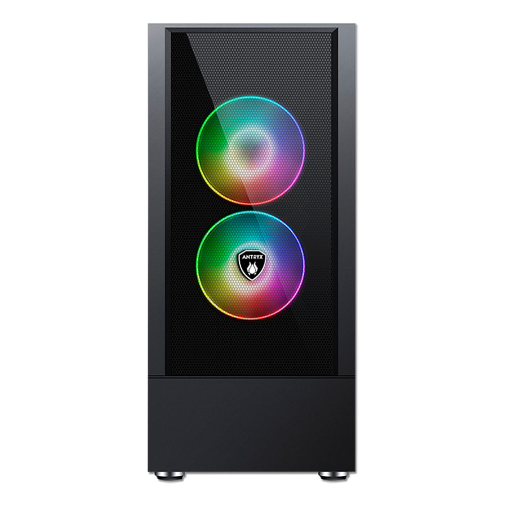 Imagen 2 del producto Gabinete Antryx RX-460 Mesh Black USB 3.0, incluye 2 ventiladores ARGB, panel lateral de vidrio templado, sin fuente