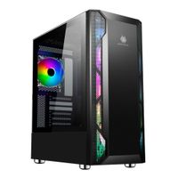 Gabinete Antryx RX-430U Black USB 3.0, incluye 1 ventiladores ARGB, barra de luz ARGB, panel lateral de vidrio templado, sin fuente