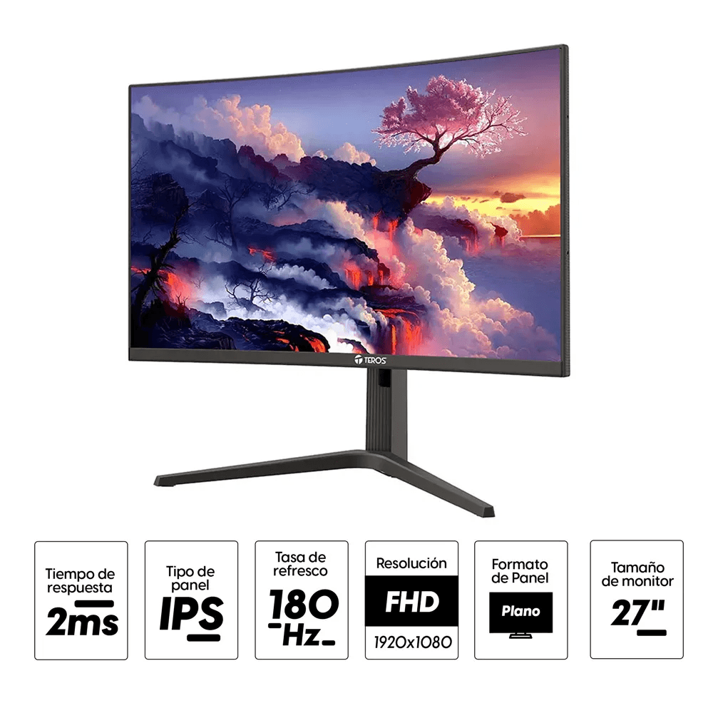 Imagen 2 del producto Monitor Gamer Curvo Teros 27 IPS 180Hz 2MS FHD Vesa FreeSync TE-2760G