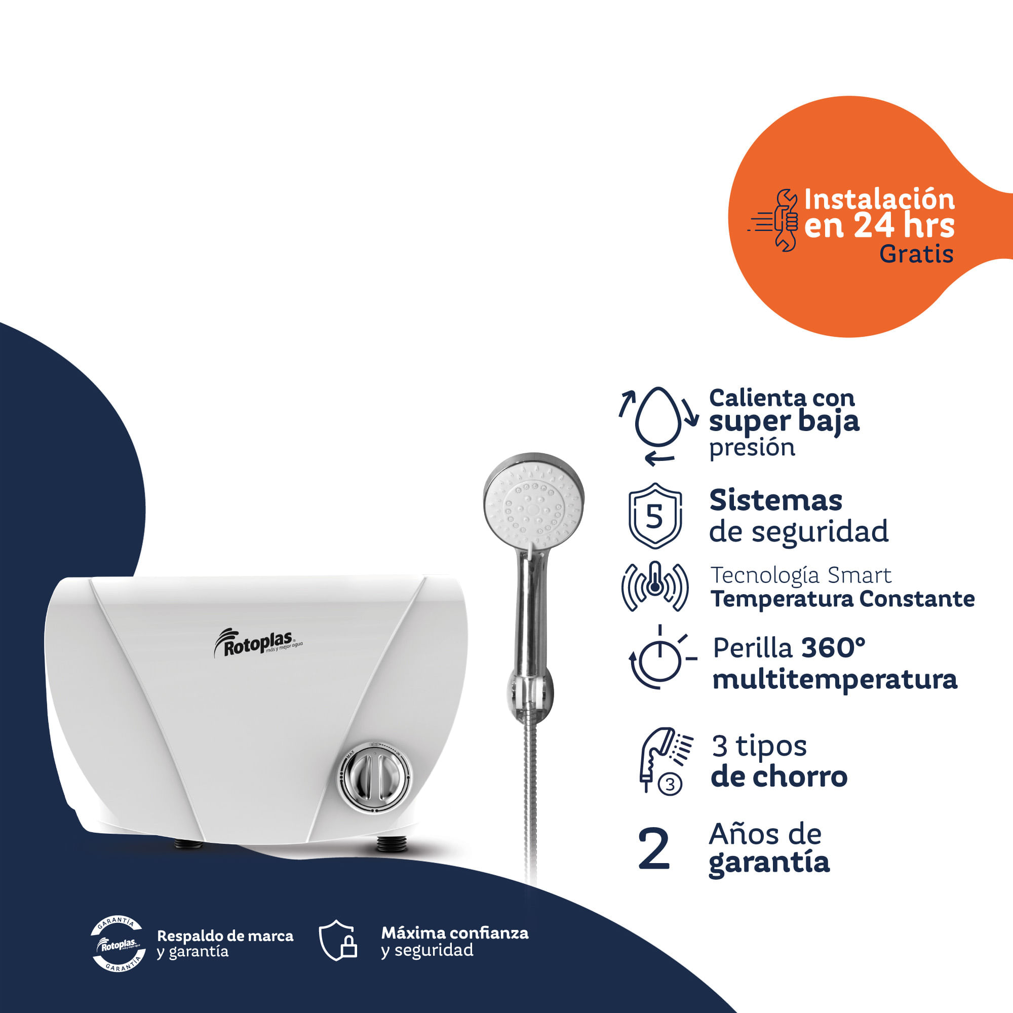 Imagen 2 del producto Terma instantánea Rotoplas Moderna 5500w, gris