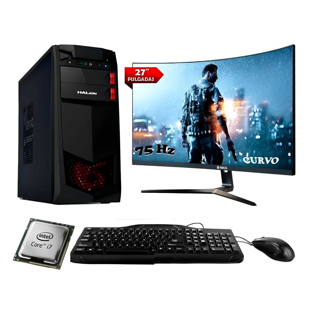 PC Core i7-6TH + Ram 16GB + Disco Duro 1TB +SSD 480GB + Monitor Teros 27" + Teclado y mouse Logitech MK120 + Case Halion