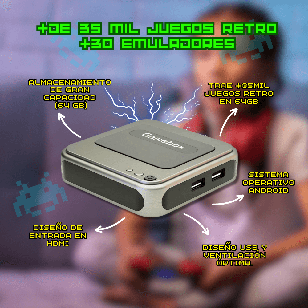 Imagen 2 del producto Consola Retro Game Box 64 GB, 30 mil juegos , gris