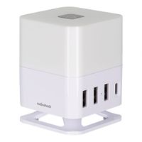 Cargador de pared Radioshack 3 puertos usb, 1 puerto tipo C, 32W, luz led 2W, blanco (reempacado)