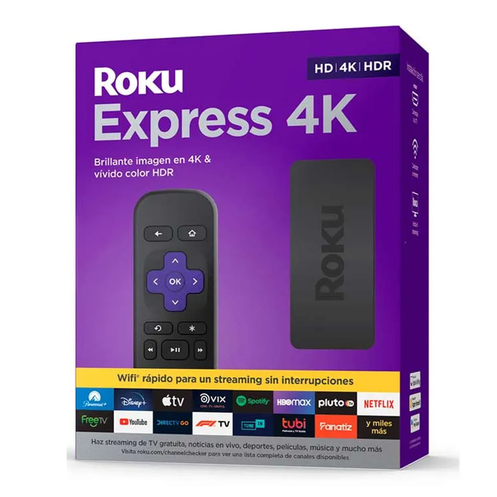 Imagen 1 del producto Convertidor a smart TV Roku Express 4K + control remoto + cable HDMI alta velocidad (reempacado)