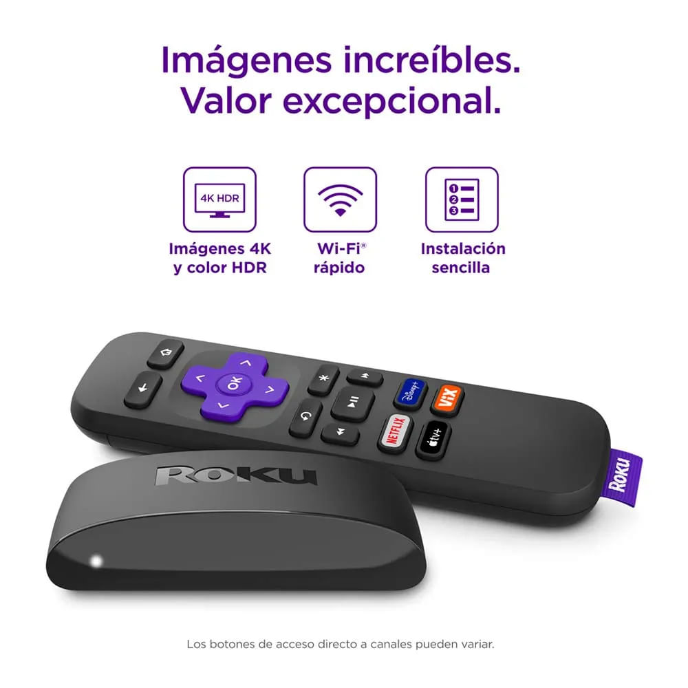 Imagen 2 del producto Convertidor a smart TV Roku Express 4K + control remoto + cable HDMI alta velocidad (reempacado)