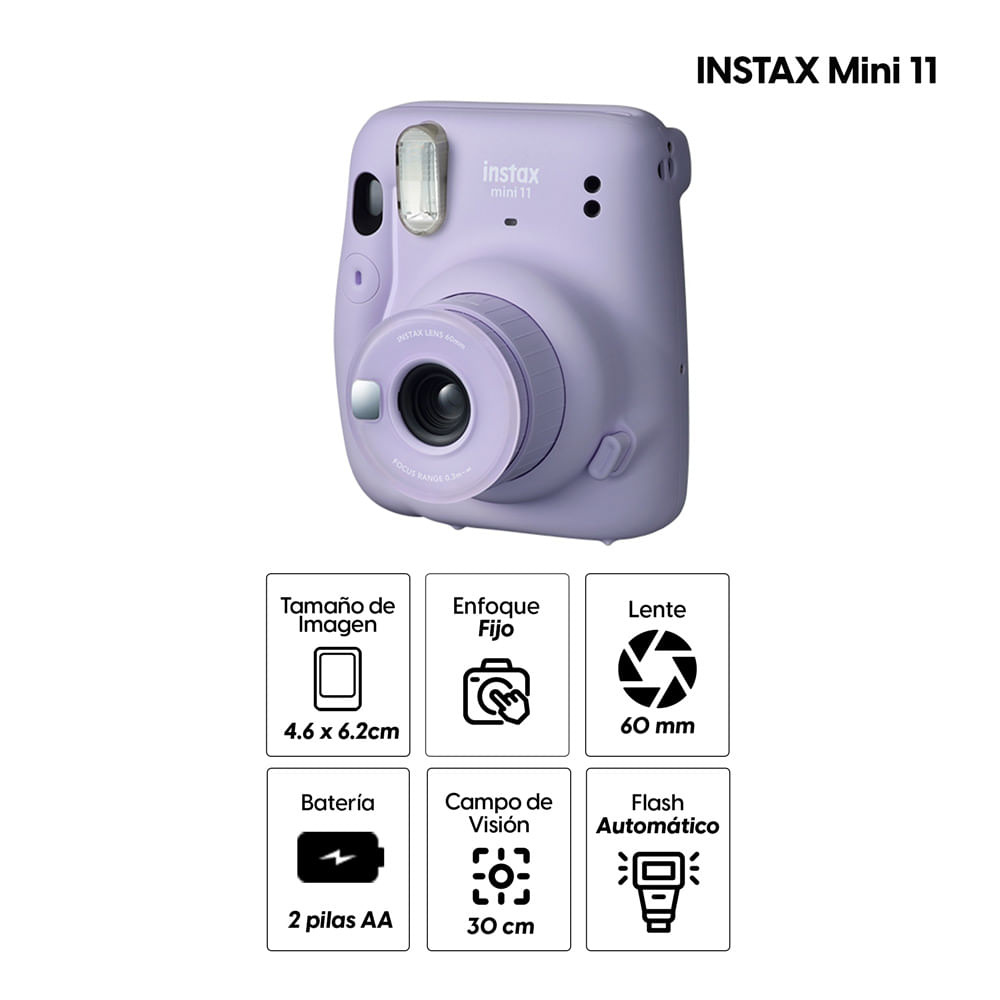 Imagen 2 del producto Reacondicionado:Cámara Fujifilm Instax mini 11 enfoque automático, lente 60mm, lila