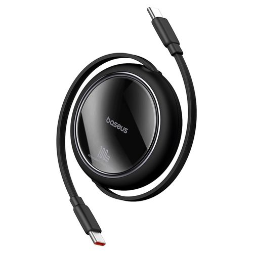 Cable USB Tipo-C a Tipo-C Baseus 100W, 1m, retráctil, negro