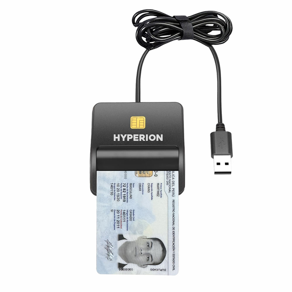 Lector de DNI electrónico Hyperion Intellireader USB 2.0 y 3.0, negro