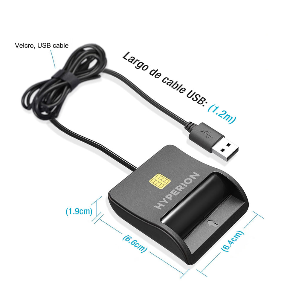 Imagen 2 del producto Lector de DNI electrónico Hyperion Intellireader USB 2.0 y 3.0, negro