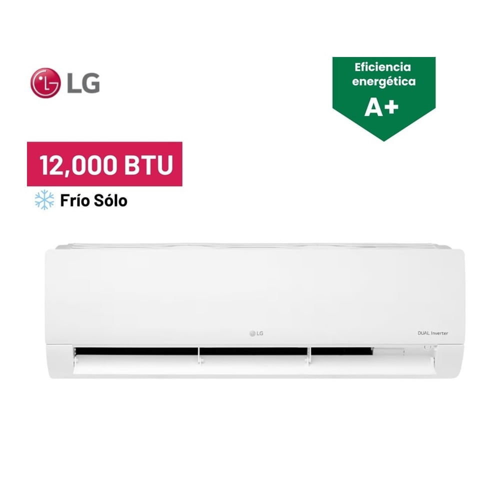 Imagen 2 del producto Aire Acondicionado LG Dualcool Inverter 12000 BTU, solo frío, filtro de aire purificador, blanco