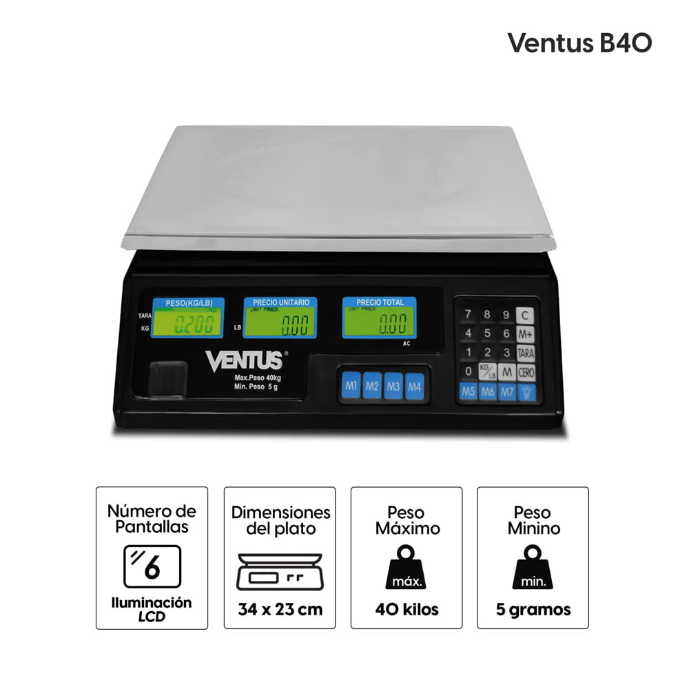 Imagen 2 del producto Balanza de mesa electrónica Ventus máx. 40 kg, digital