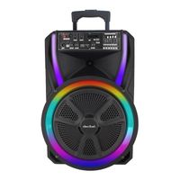 Parlante torre bluetooth Decibel, altavoces de 15'', 150W, luces LED, FM, SD, USB, AUX, control remoto (reempacado)