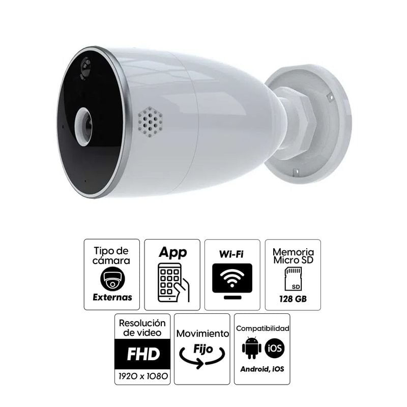 Imagen 2 del producto Reacondicionado: Cámara de seguridad Nexxt wifi, exterior, 1080P, fija, infrarrojo, a pilas