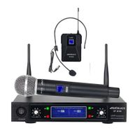 Reacondicionado: Micrófono inalámbrico frecuencia UHF, receptor Base, x2 UN (Convencional + bodypack)