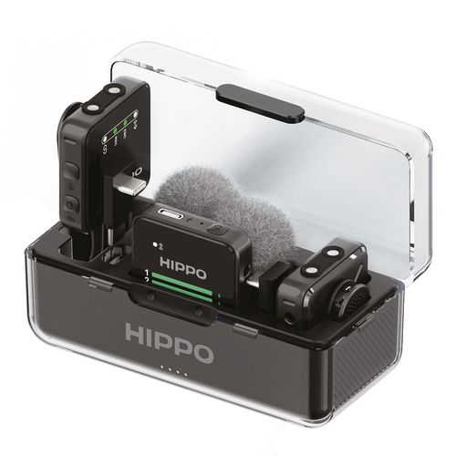Micrófono inalámbrico Hippo M29HDC Lavalier profesional estuche Rec, conector Tipo-C/Light
