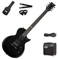 Pack de guitarra eléctrica LTD EC-10 41 trastes, 6 cuerdas, puente Tune-o-matic, negro