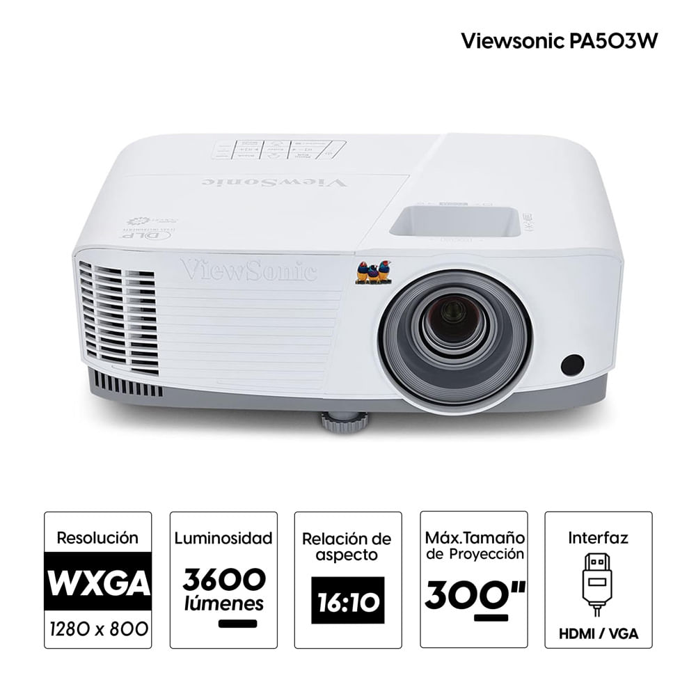 Imagen 2 del producto Proyector multimedia fijo Viewsonic PA503W 3600 lúmenes, 300""