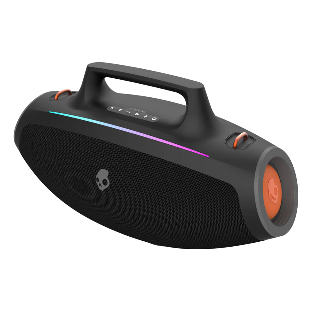 Parlante bluetooth Skullcandy Barrel potencia 60W, resistente al agua IPX5, hasta 12 horas de reproducción, Luces Led, negro