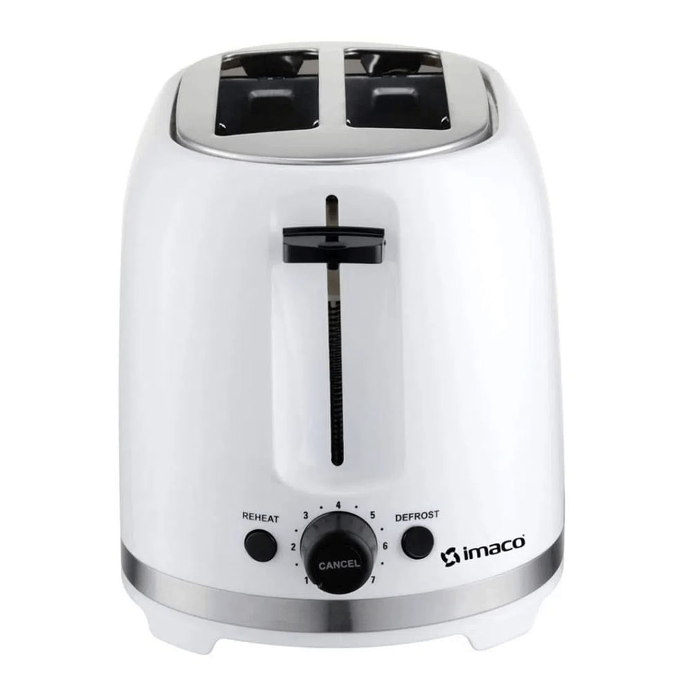 Tostadora Imaco IBT2085 850W, capacidad 2 panes, antideslizante, blanco