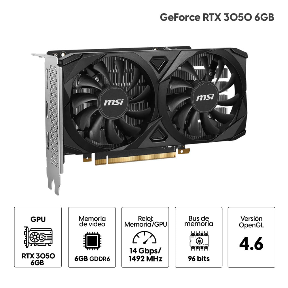 Imagen 2 del producto Tarjeta de video Msi GeForce Nvidia RTX 3050 6GB GDDR6 Ventus 2X OC