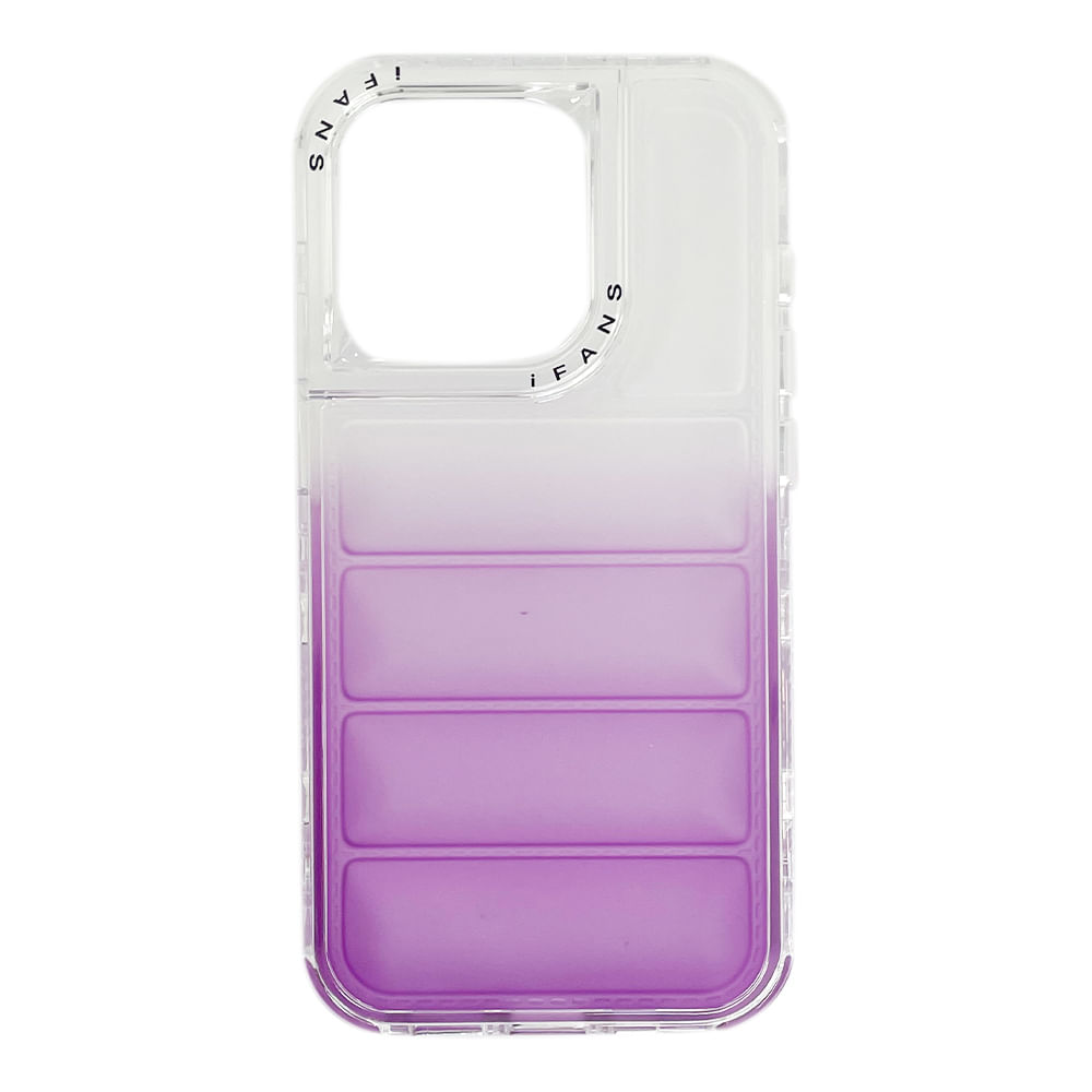 Case para iPhone 14 Pro Max, Protección 360 acabado puffer, degradado morado