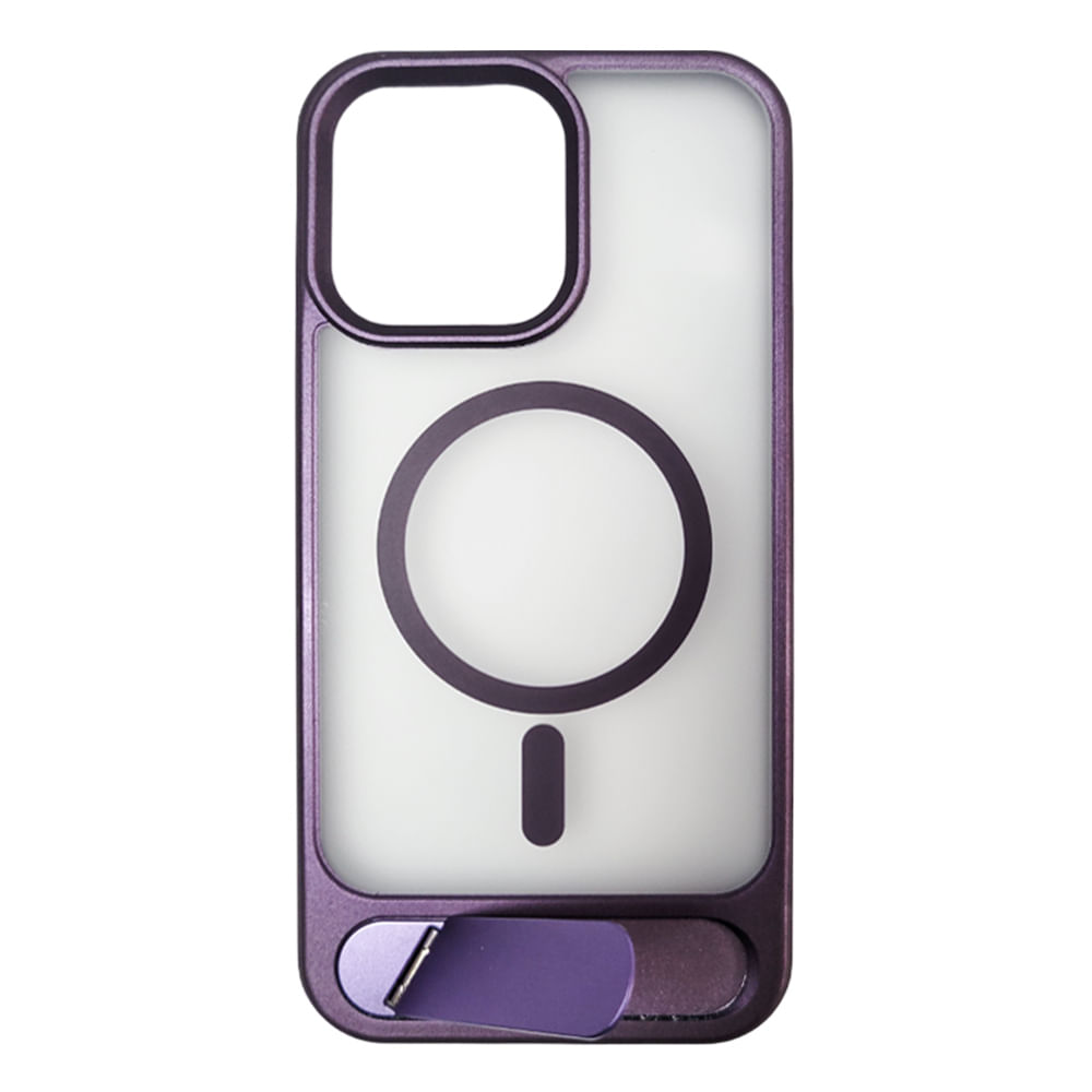 Case para iPhone 13/14/15, con Magsafe para carga inalámbrica con soporte inferior, morado