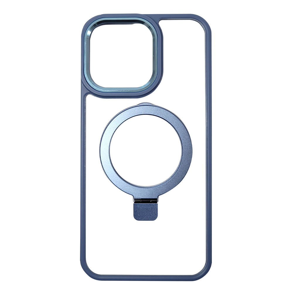 Imagen 2 del producto Case para iPhone 11, con Magsafe para carga inalámbrica con soporte, transparente borde celeste