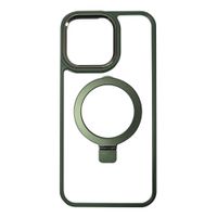 Case para iPhone 11, con Magsafe para carga inalámbrica con soporte, transparente borde verde