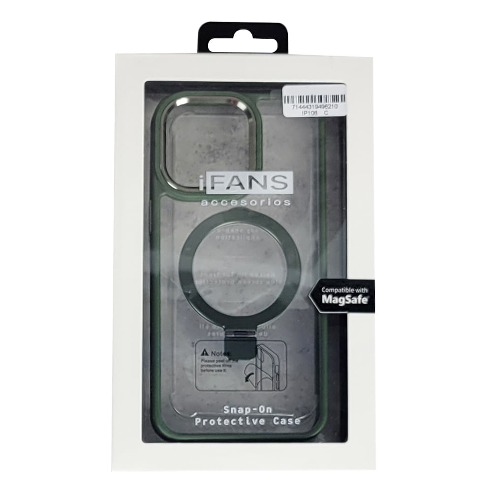 Imagen 2 del producto Case para iPhone 11, con Magsafe para carga inalámbrica con soporte, transparente borde verde
