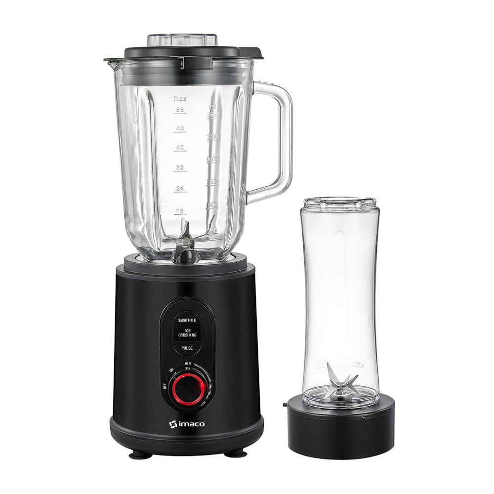 Imagen 1 del producto Licuadora Imaco BLS870N 1000W, vaso de vidrio 1.5 litros, plateado + Vaso to go