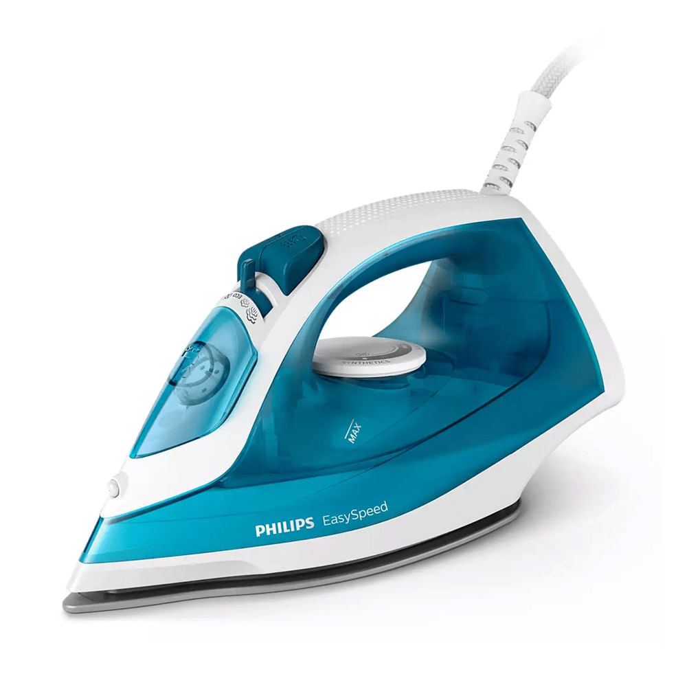 Plancha de vapor Philip 2000 W, 220 ml, base de cerámica, celeste