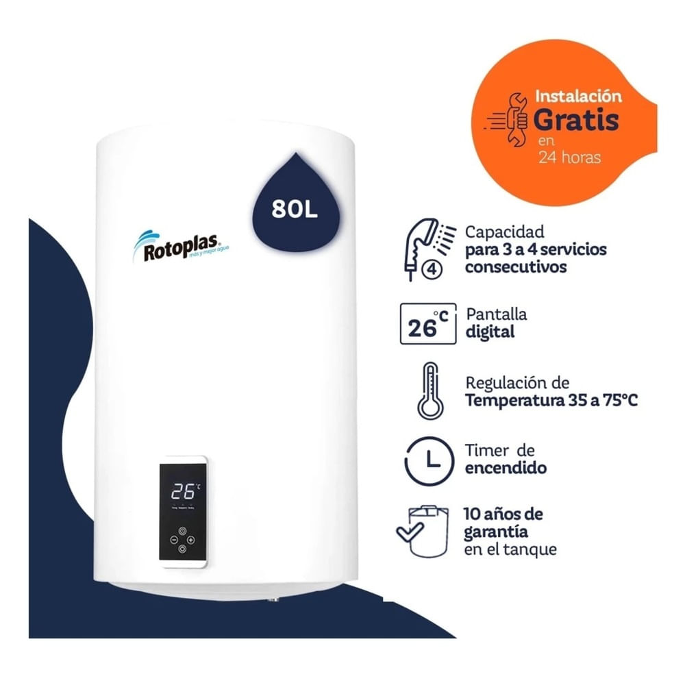 Imagen 2 del producto Terma Roroplas de Acumulación Digiterma 80Lt blanco