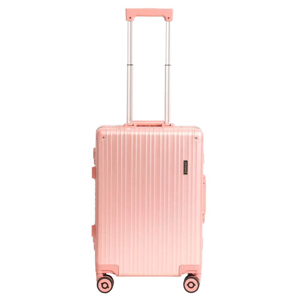 Maleta de cabina Around Berlín, capacidad 46 litros, 4 ruedas dobles 360°, combinación TSA, aluminio, rosado