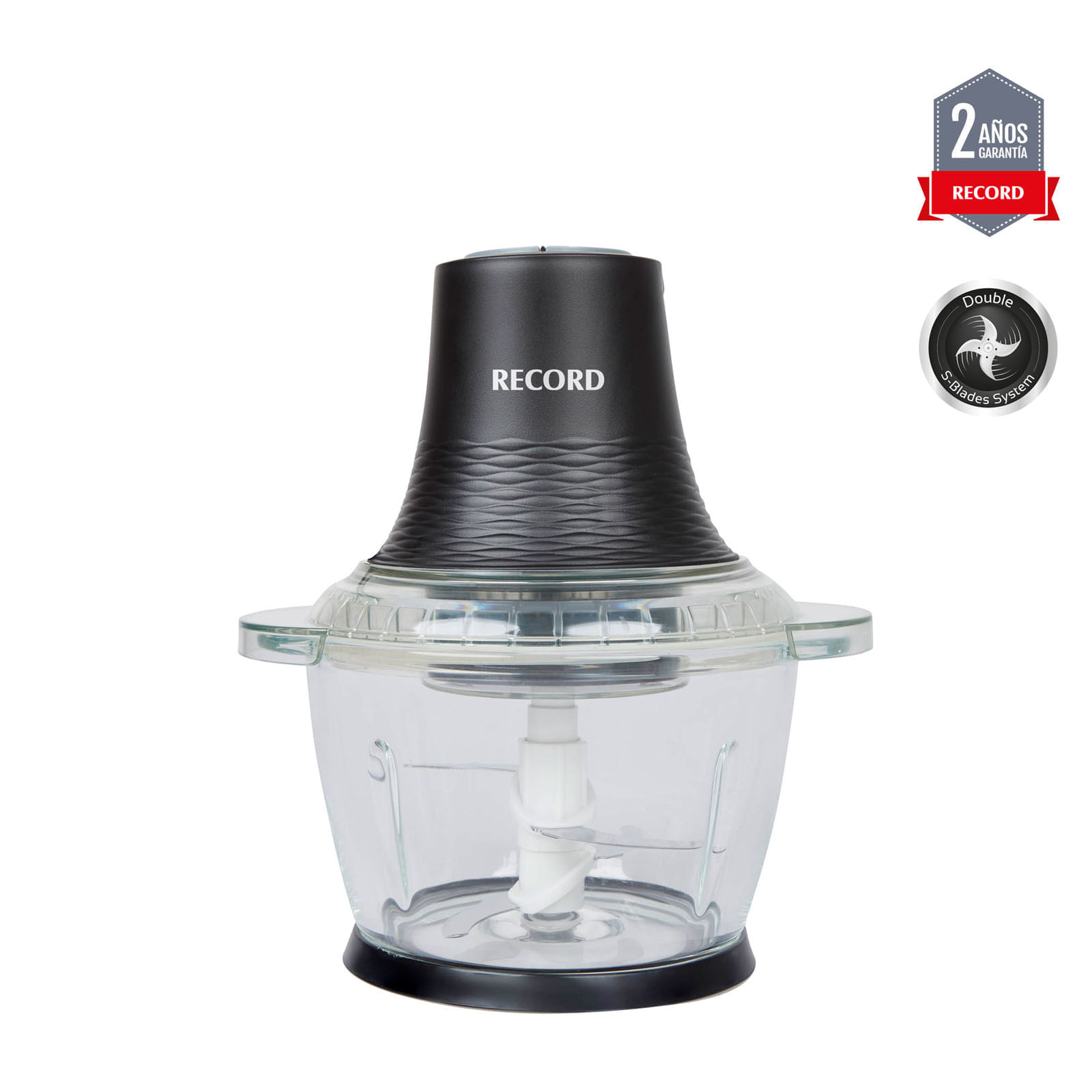 Imagen 2 del producto Picatodo Record 2107200002 200 W, capacidad 1 litro, doble cuchilla, plateado