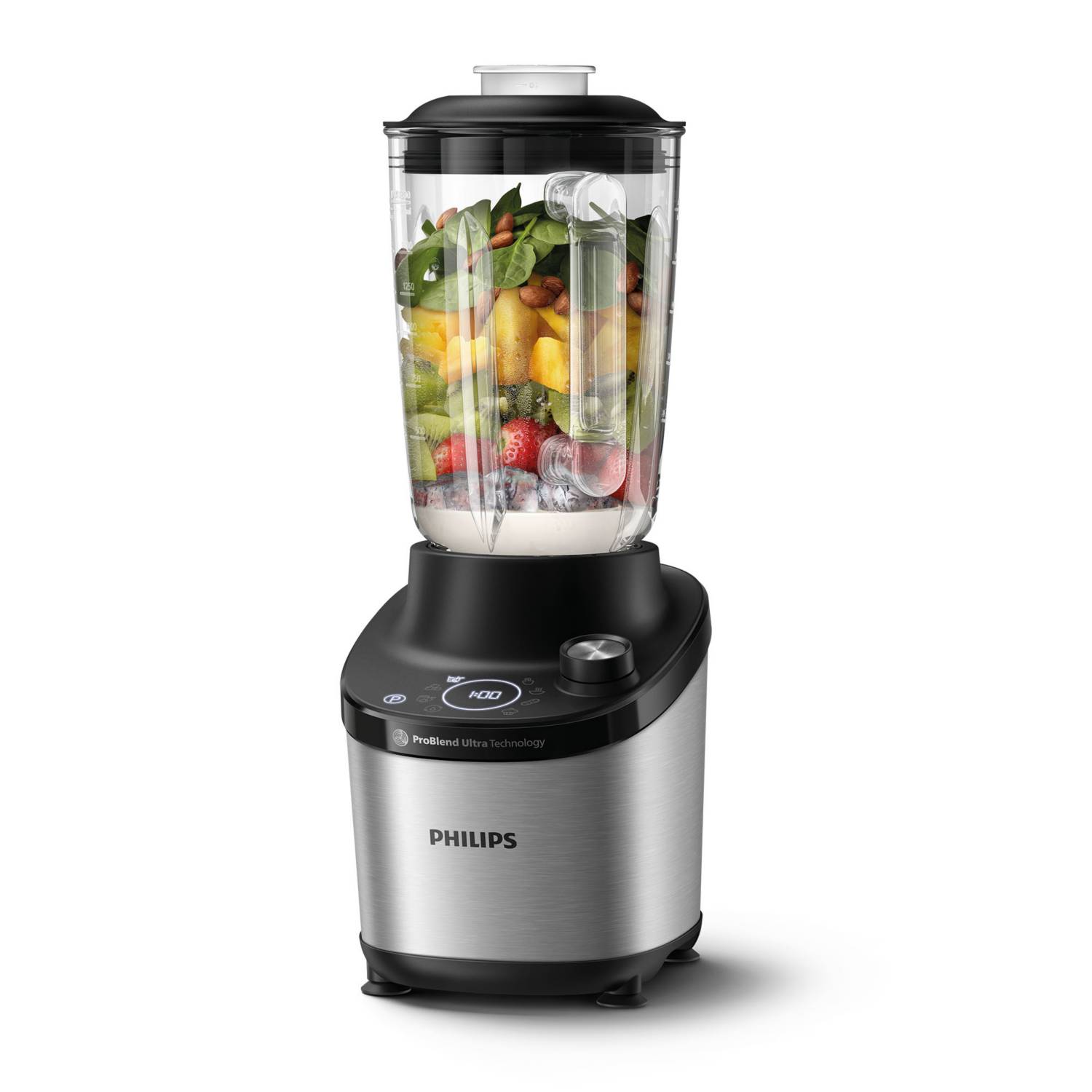 Licuadora Philips HR3760_00 1500 W, 12 posiciones de velocidad, jarra de vidrio 2 litros, plateado