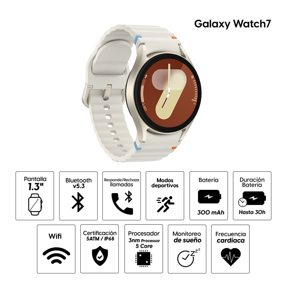 Imagen 2 del producto Smartwatch Samsung Galaxy Watch7 Small pantalla 1.3""/ Super AMOLED "", resistente al agua IP68, batería hasta 30 horas, beige