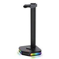 Soporte para audífono gamer Coolbox T4G Hercules HZ-15 iluminación RGB, puerto USB Tipo-c (in) y Puertos USB para conexión